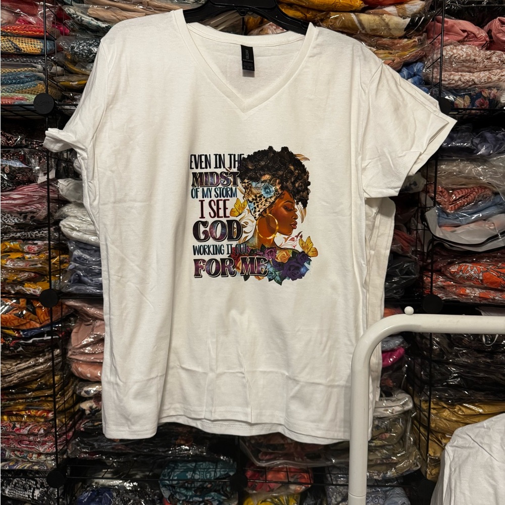 White Graphic T-Shirt with Inspirational Print